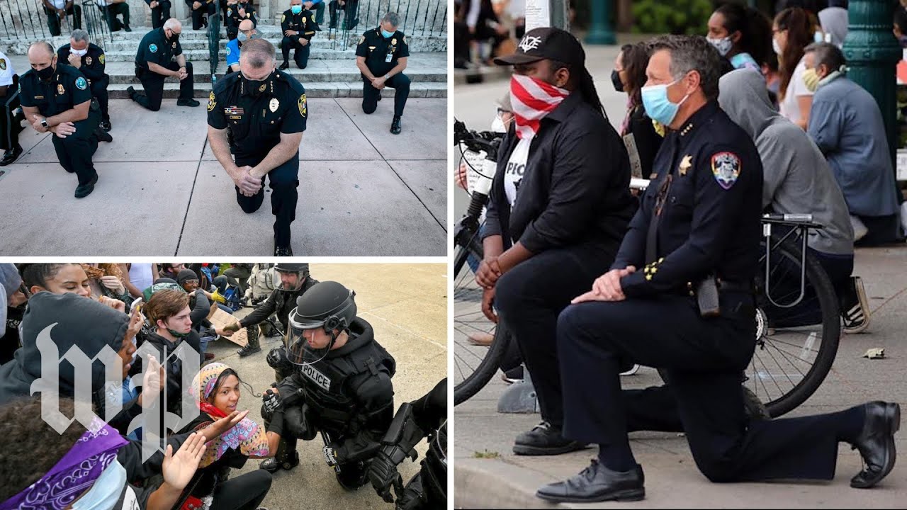 Police officers across the U.S. kneel, pray alongside protesters