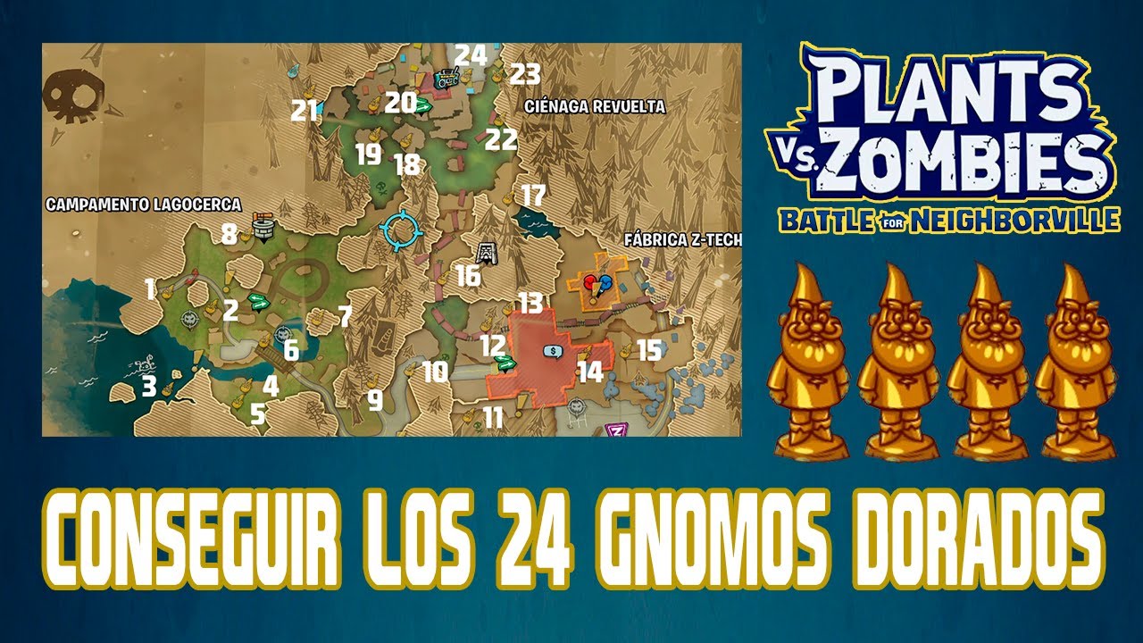 COMO CONSEGUIR LOS 24 GNOMOS DORADOS BOSQUE EXTRAÑO | PvsZ: BATTLE FOR NEIGHBORVILLE