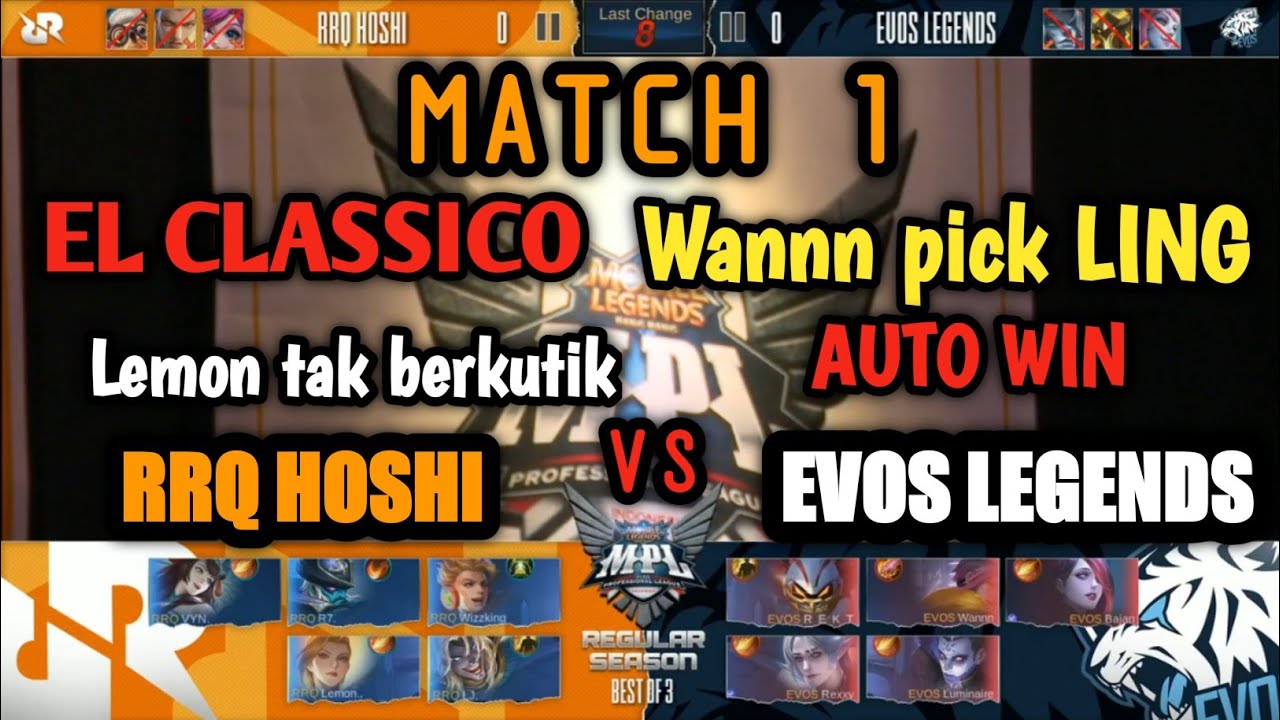 EL CLASSICO! RRQ HOSHI VS EVOS LEGENDS | LEMON SI ALIEN SAMPAI TAK BERKUTIK