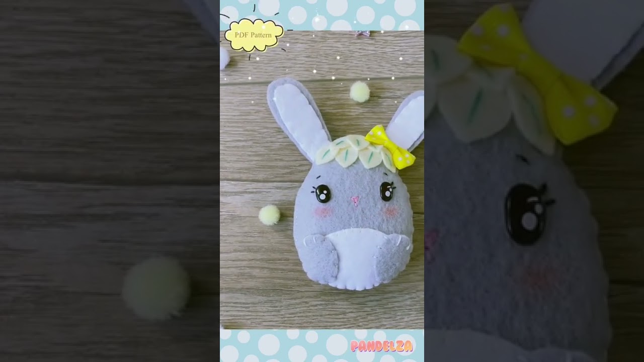 Easter bunny felt stuffed decorations ornament. DIY Easter toy