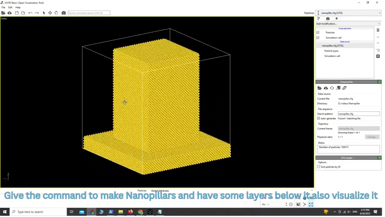 Creating Nanopillars with Atomsk, lammps