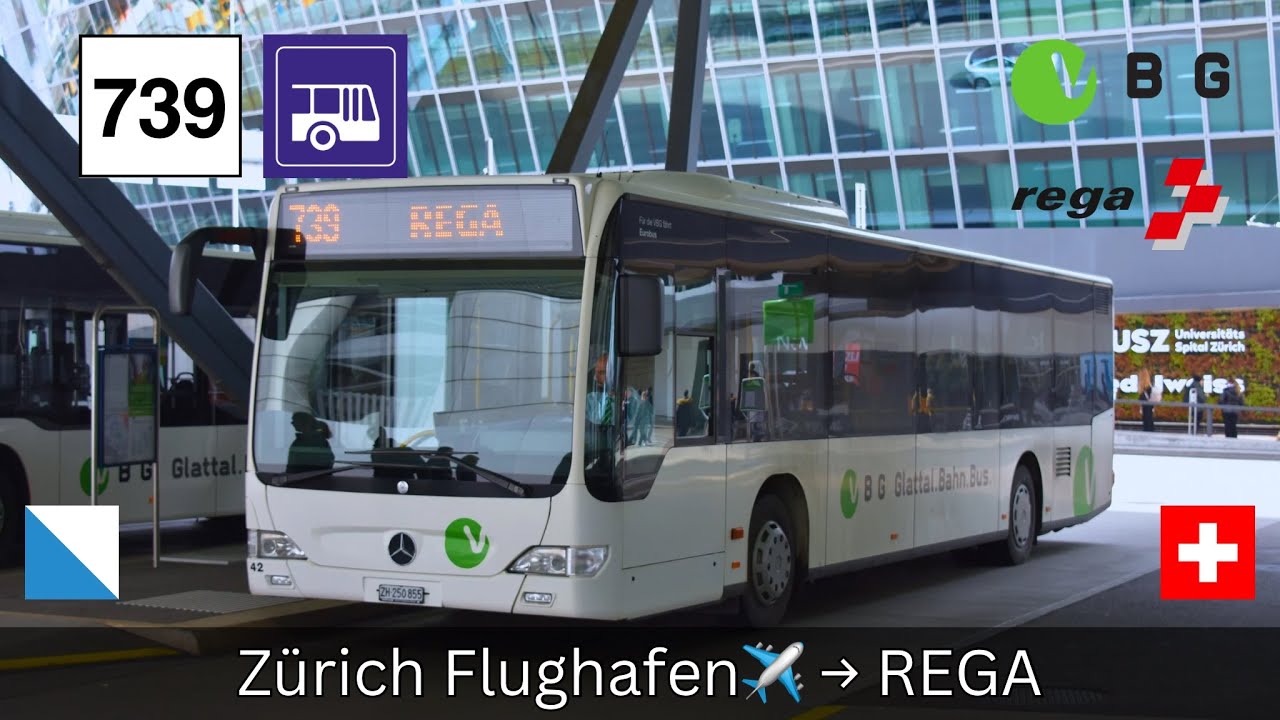 🇨🇭Cab Ride VBG Buslinie 739 | Zürich Flughafen✈️ → REGA [4K]