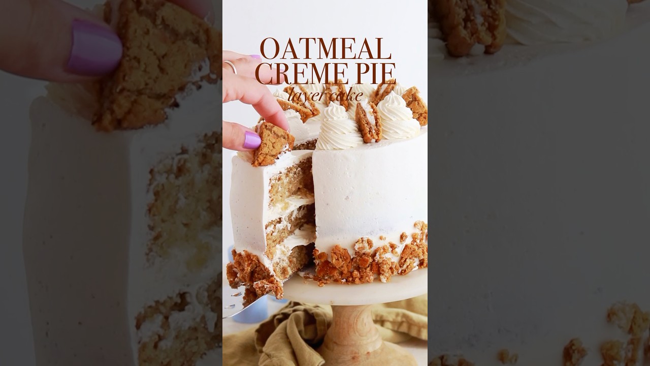 Oatmeal creme pie cake inspired by my nostalgia for Little Debbie&rsquo;s 🥰 recipe at sugarandsparrow.com