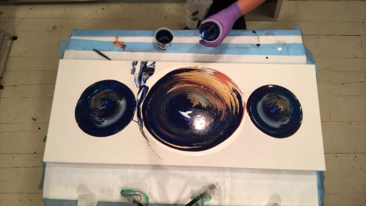 Space Destiny/three acrylic straight pours on one! Abstract art