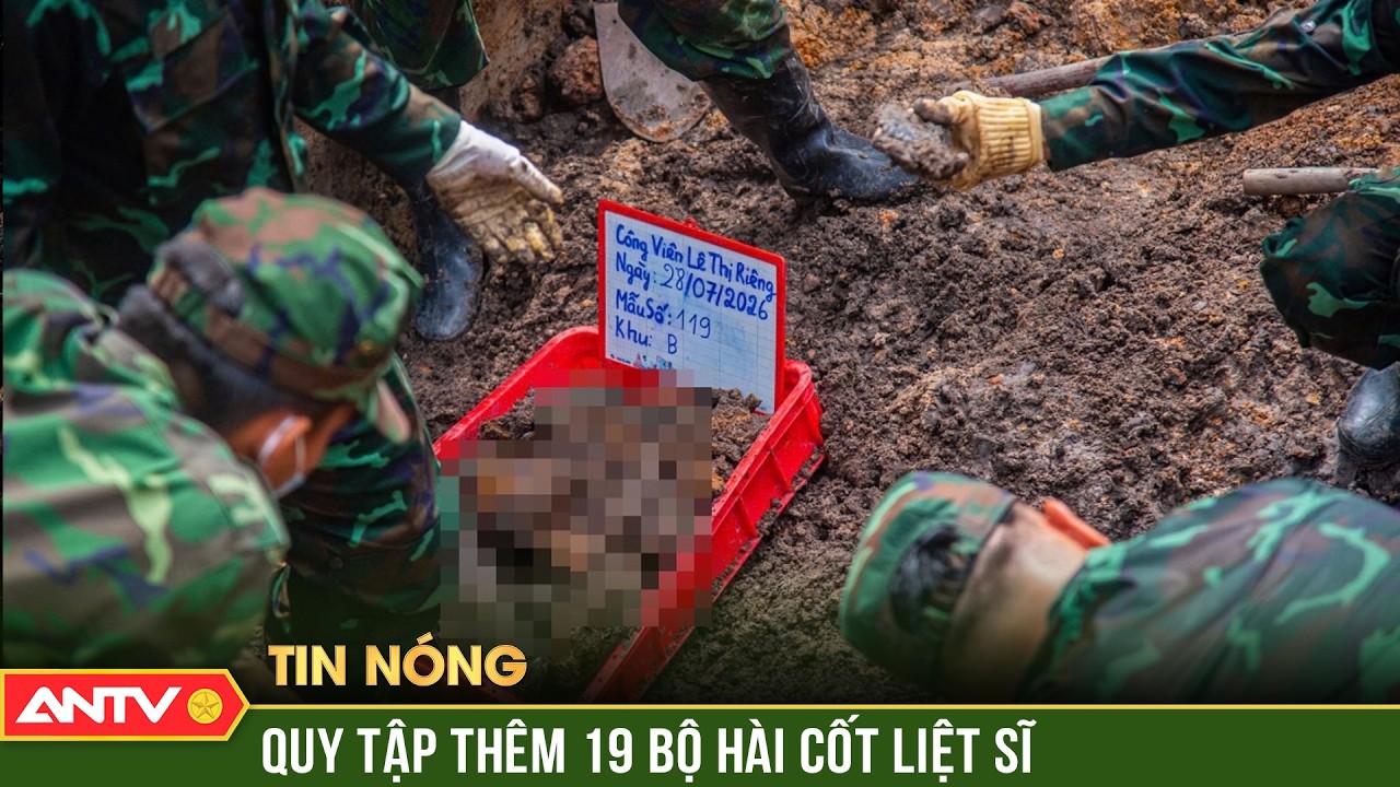 Quy tập th&ecirc;m 19 bộ h&agrave;i cốt liệt sĩ tại C&ocirc;ng vi&ecirc;n L&ecirc; Thị Ri&ecirc;ng | ANTV