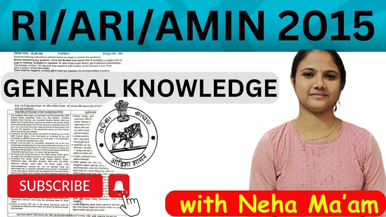 OSSSC RI/ARI/AMIN 2015 GK Question Discussion. With Neha Ma'am. #osssc #ri #ari #amin #ossc