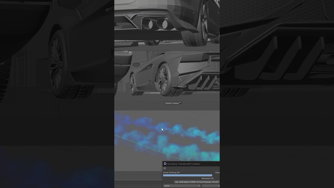 ИЗИ! Дым из под колёс #c4d #3d #turbulencefd #cinema4d #redshift