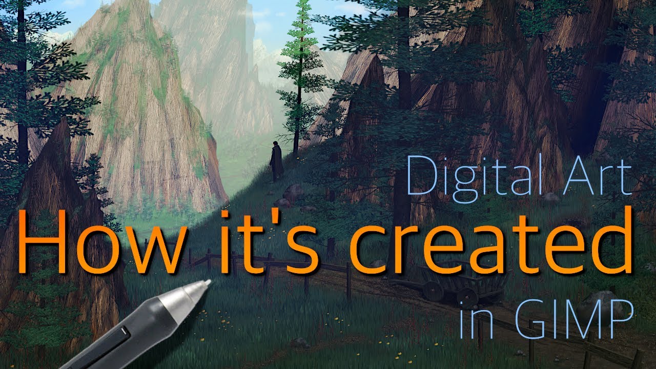 How to Paint Fantasy Illustrations 🏕️ Digital Art Process of Adventure Scene in GIMP Time-Lapse