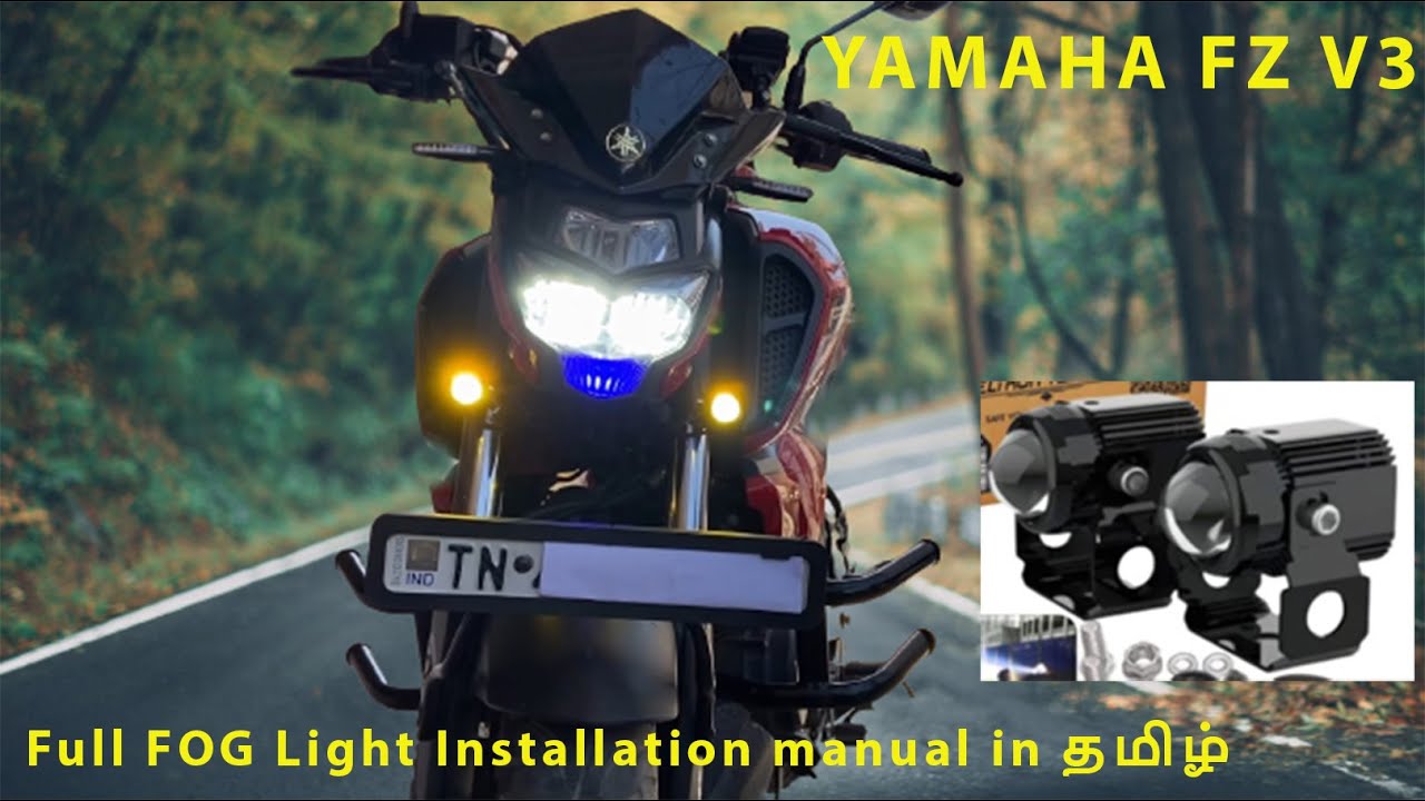 Fog light installation for Yamaha FZ V3 in Tamil