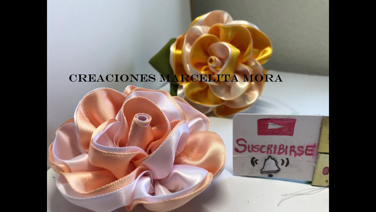 DIY-Rosas en Liston Dos Colores  / How to make ROSE/Роза//クリップ簪/Fita Cetin