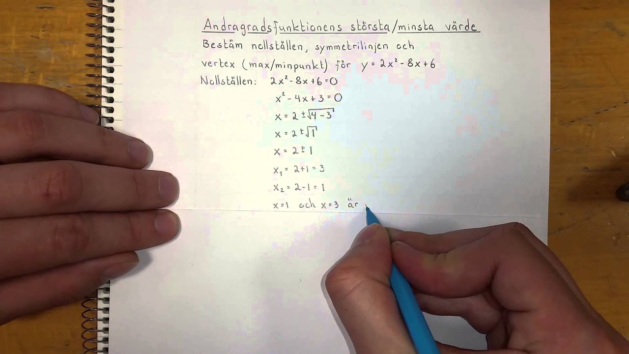 Ma2a Andragradsfunktionens största/minsta värde