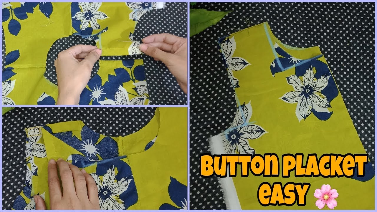 How to make button placket on shoulder of frock | stitching tips |button take bnany ka tarika