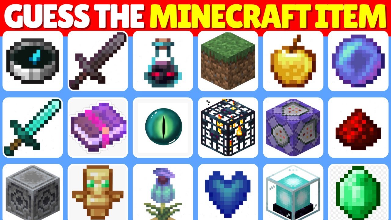 🎮💥Can You Guess All 100 Minecraft Items? 🔍From Noob to Pro