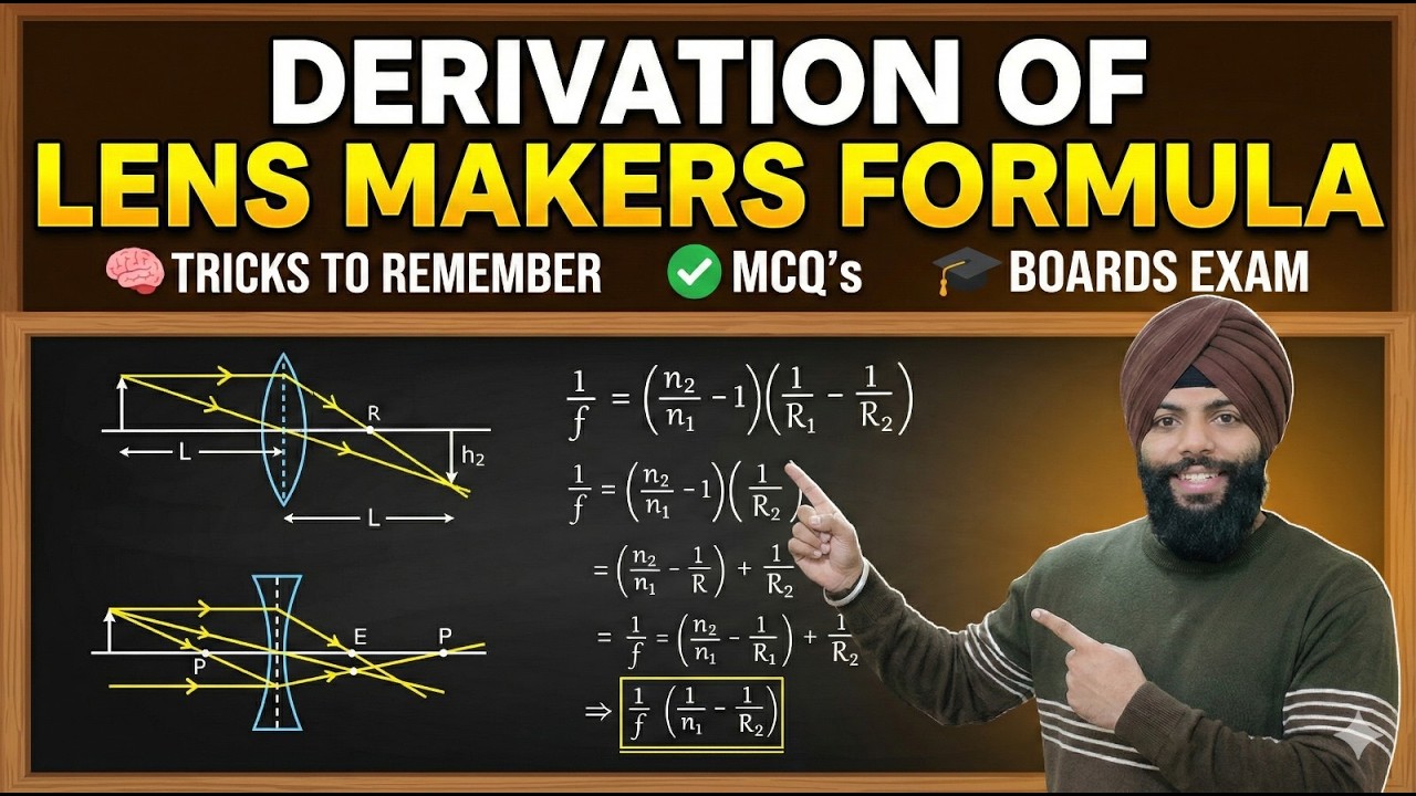 Lens Maker's Formula Derivation | Class 12 Physics | Ray Optics | Important for Boards & NEET