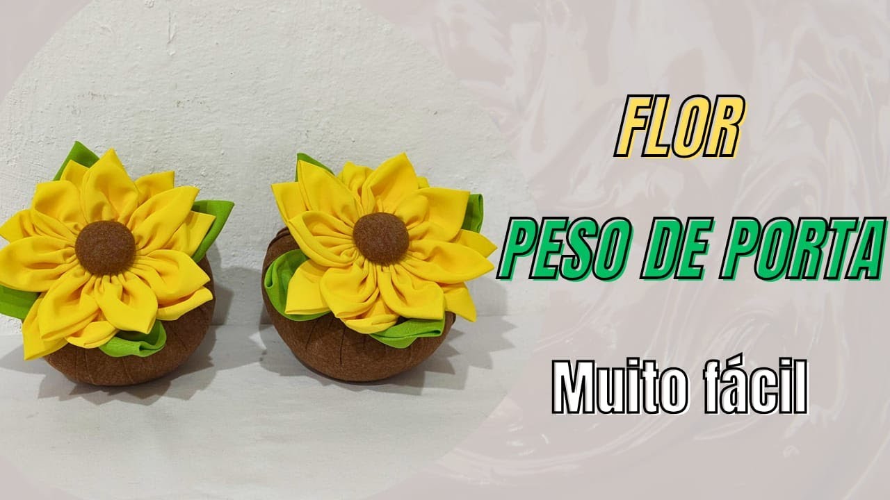 Faça vc mesmo esse lindo peso de porta de fuxico com girassol 🌻