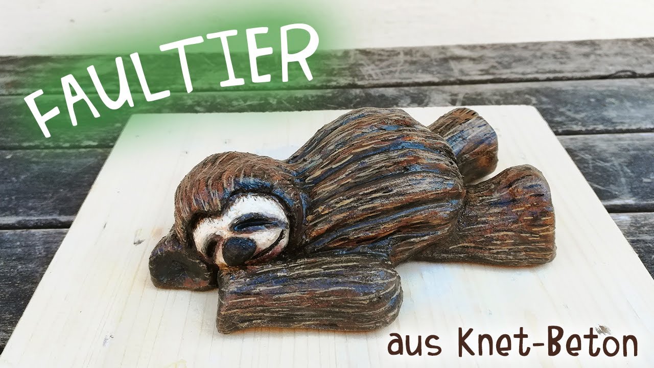 Faultier selber machen aus Knet-Beton | DIY Kresse-Tier