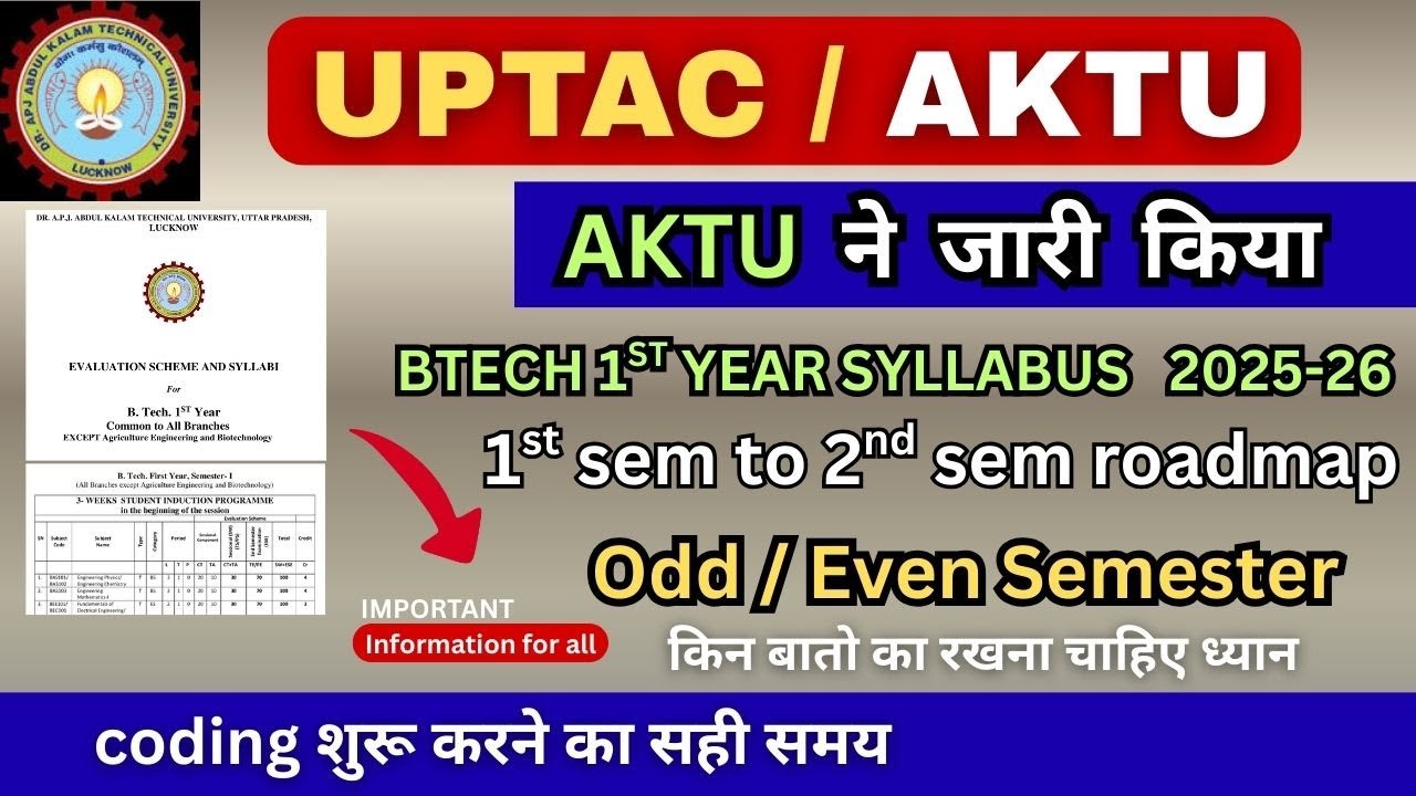 BTech 1st Year Complete Roadmap 2025🔥CSE/Non CSE Branches | Syllabus, Resources for Beginner #uptac