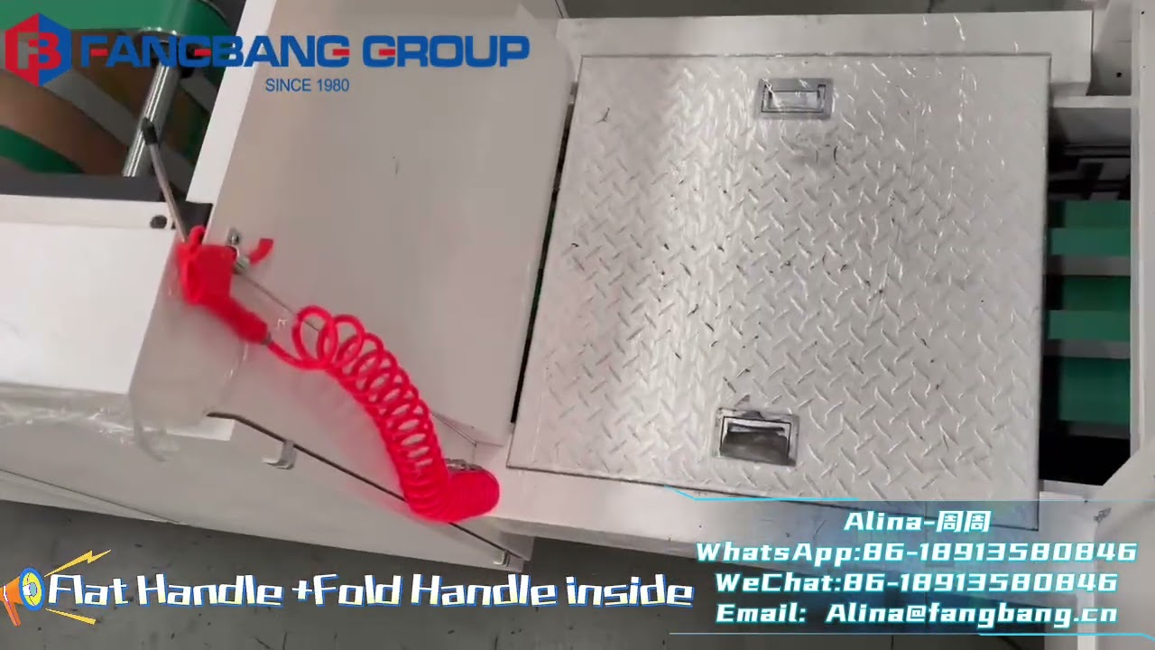 Roll-fed Automatic Square Bottom Paper Bag Machine with Flat Handle.Flat Handle + folded the Handle