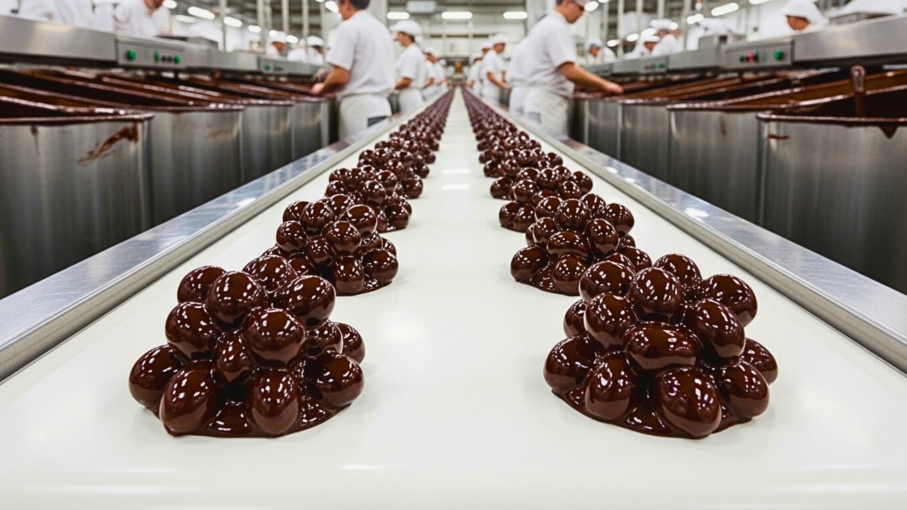 Inside the Giant Sugar Factory: Chocolate Covered Peanuts (Full Process)