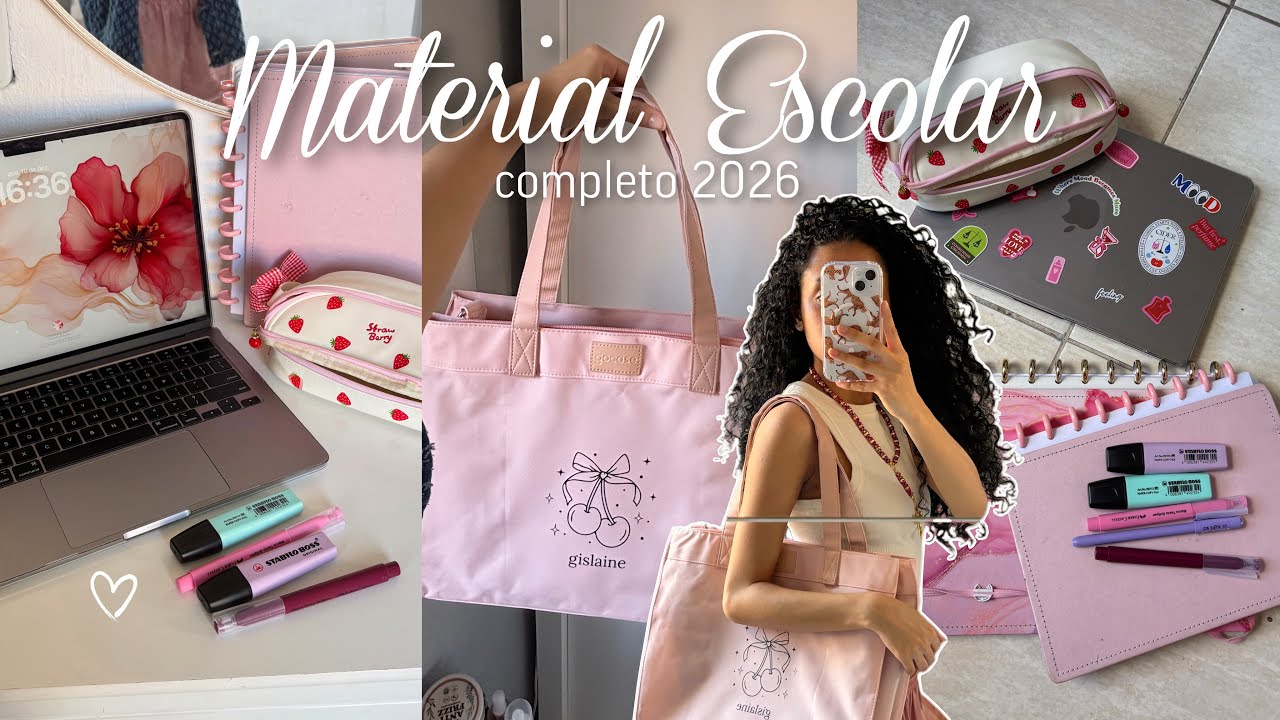 meu material escolar 2026 completo: versão faculdade⭐️💗