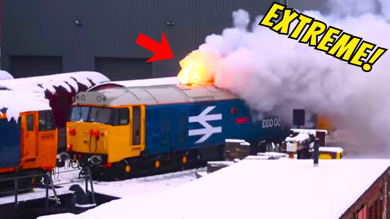 EXTREME! diesel train cold start in BELOW FREEZING temperatures compilation 2