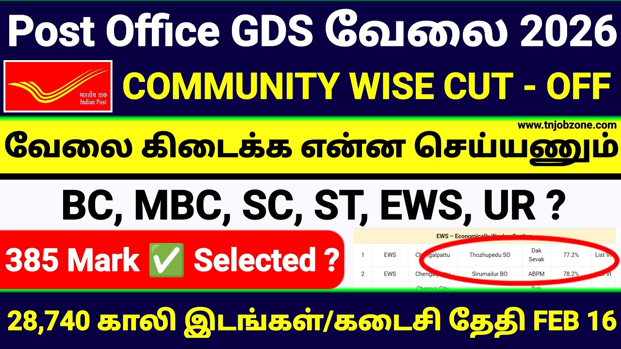 Post Office GDS Cut Off 2026 TAMIL 😱 | Community Wise Low Marks | Apply Process Explained