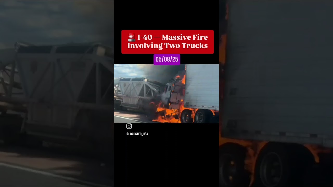 🚨 I-40 — Massive Fire Involving Two Trucks📍 Location:Interstate 40 (exact mile marker not reported)