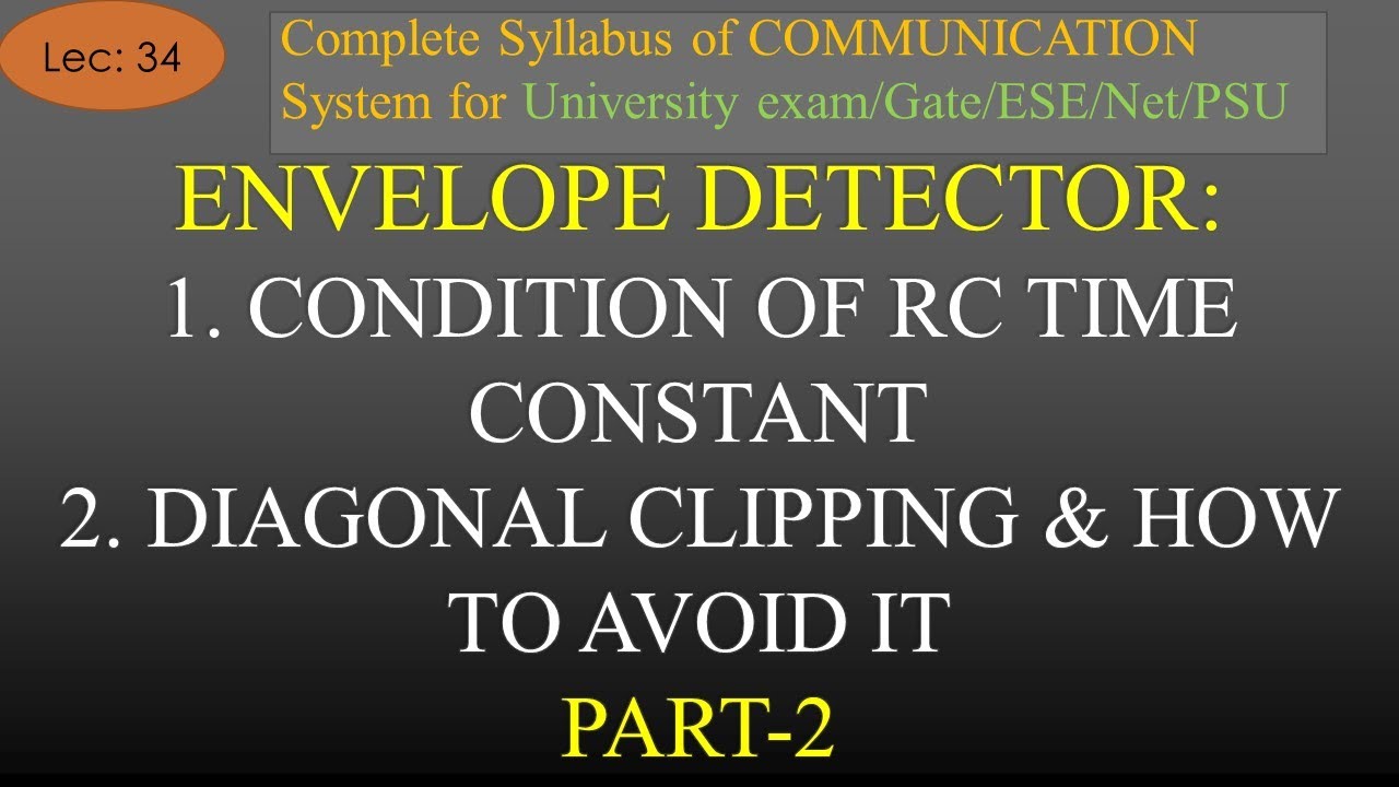 Envelope Detector: Condition of RC Time Constant, Diagonal Clipping Part-2 | Com Sys | Lec 34 |Hindi