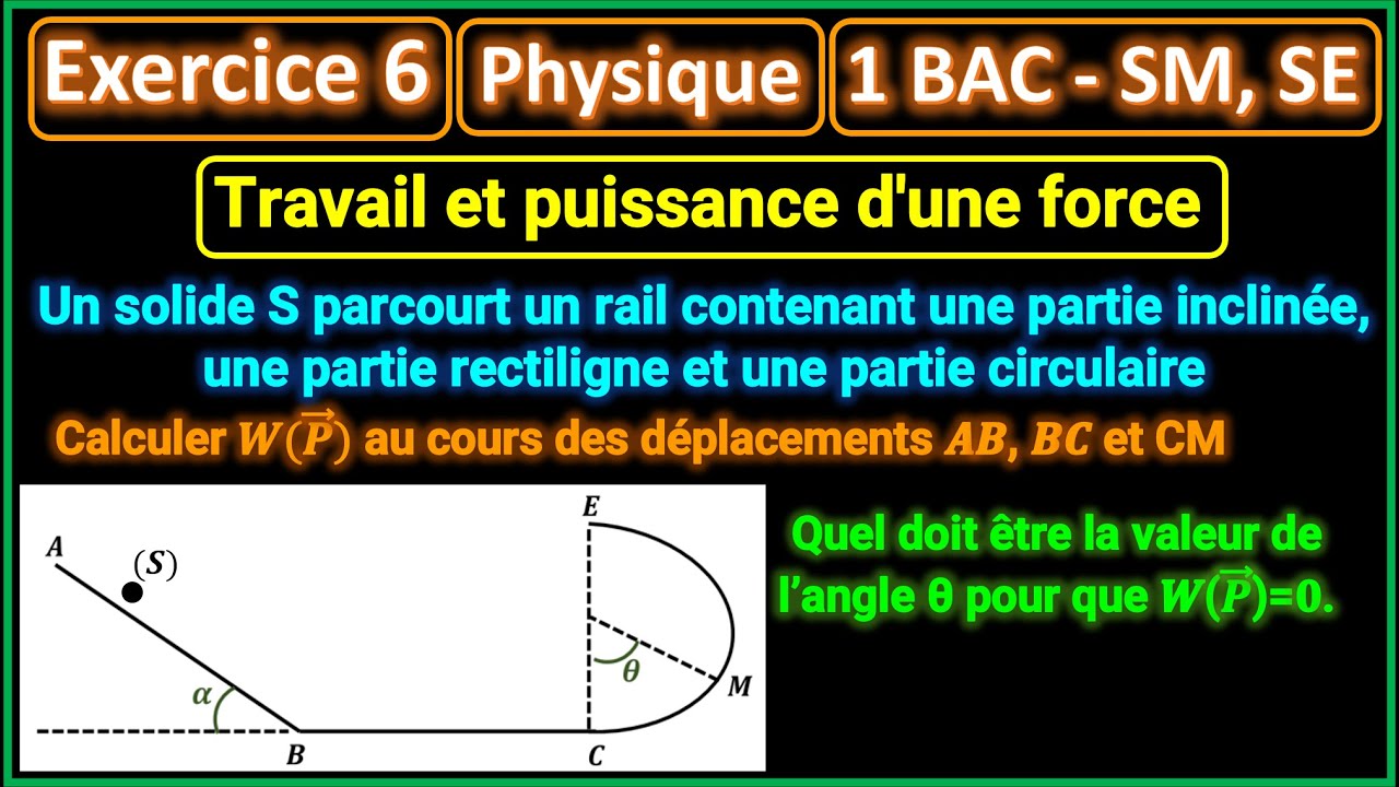 Exercice 6: Travail et puissance d'une force || 1 BAC