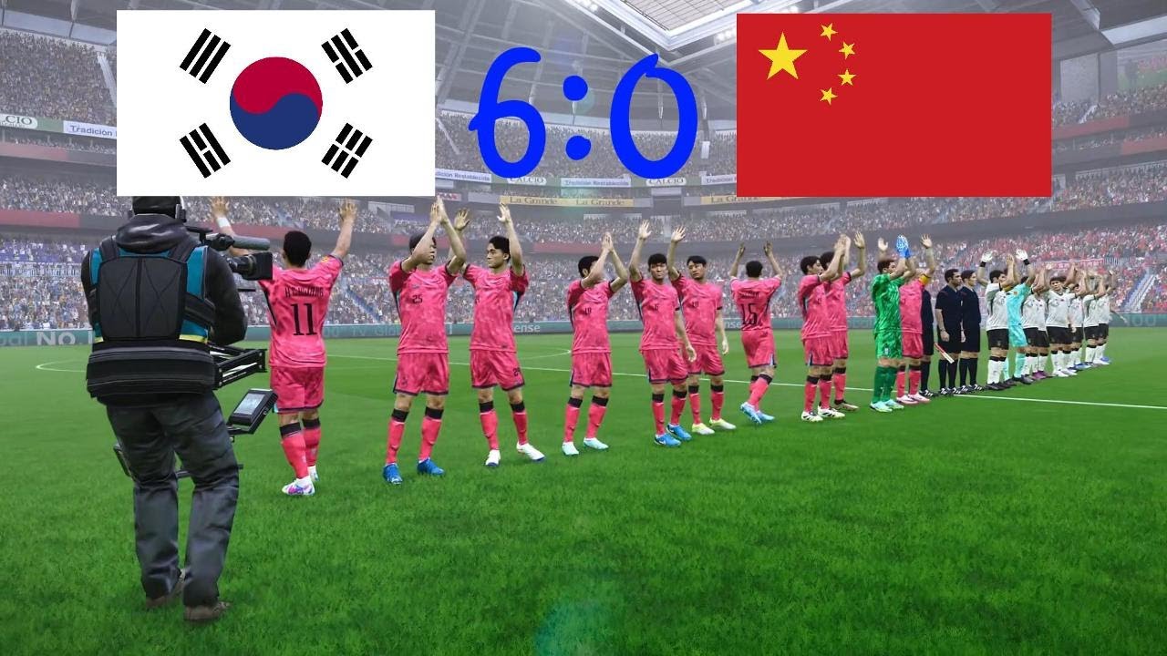 한국 대 중국 -  축구 월드컵 결승전 2026 - 😂이 점수는 정확할걸🤣전체 게임 시뮬레이션
