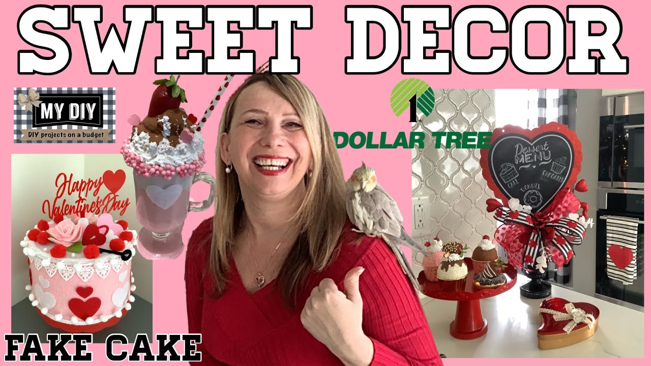 DOLLAR TREE VALENTINES DAY DIYS | SWEET DECOR IDEAS | FAKE BAKE CAKE | MENU SIGN DIY | SO EASY!!