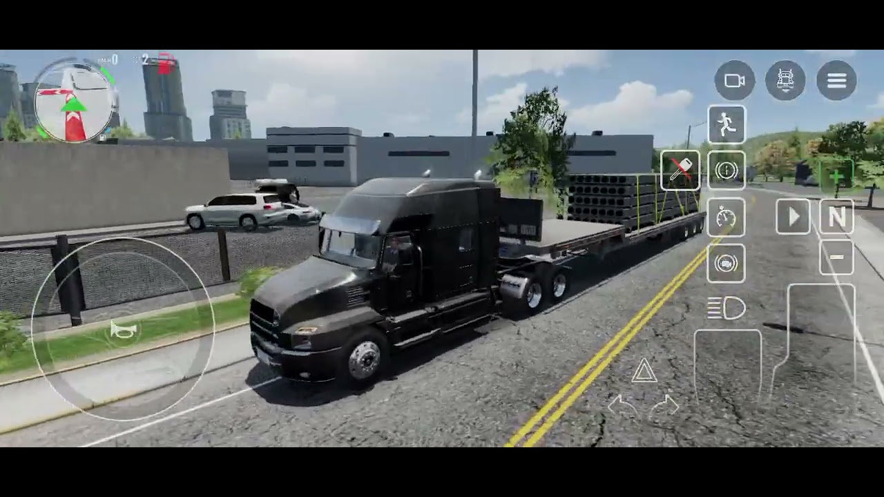 Mack llevando blokes de concreto armados 