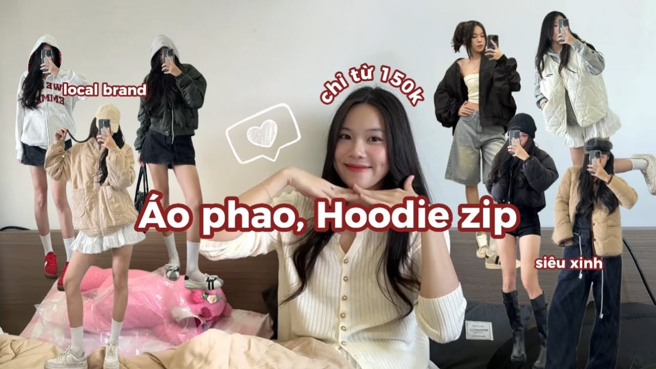 SHOPEE HAUL | Tổng hợp áo phao, hoodie zip, khoác gió siêu hot 2024 chỉ từ 150k | Linh Linh đây
