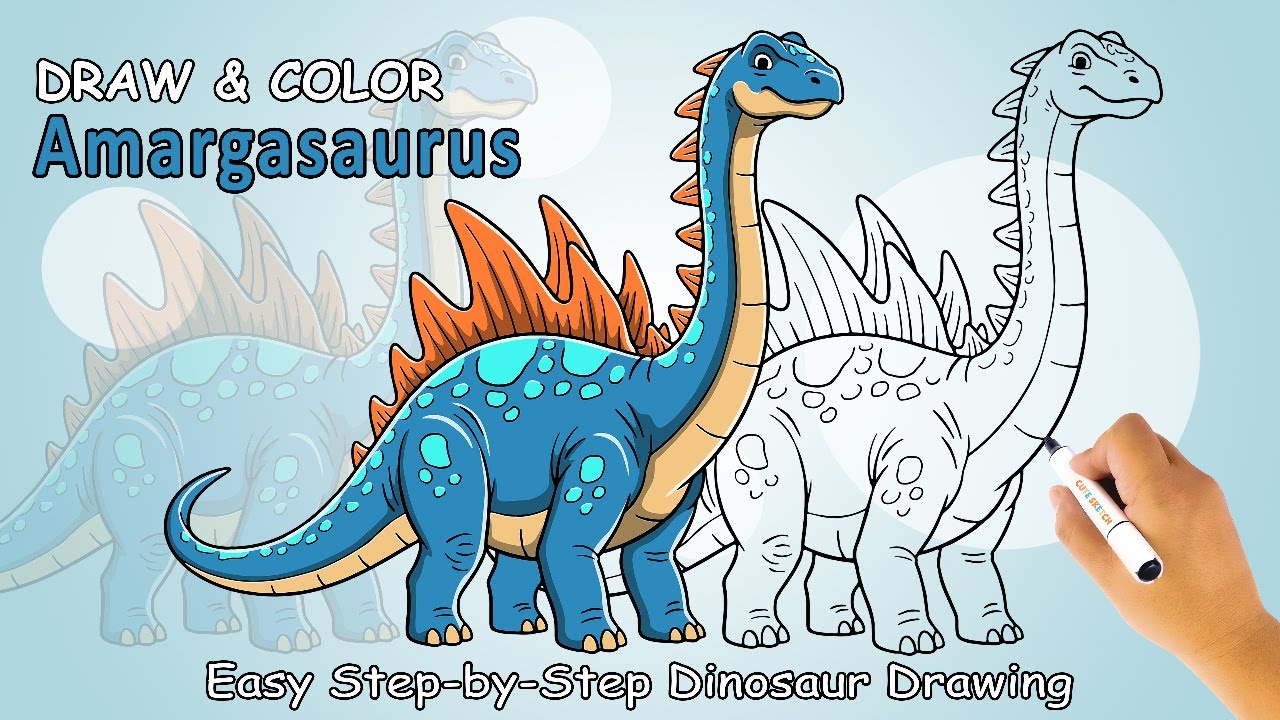Draw & Color Amargasaurus | Prehistoric Animals Series