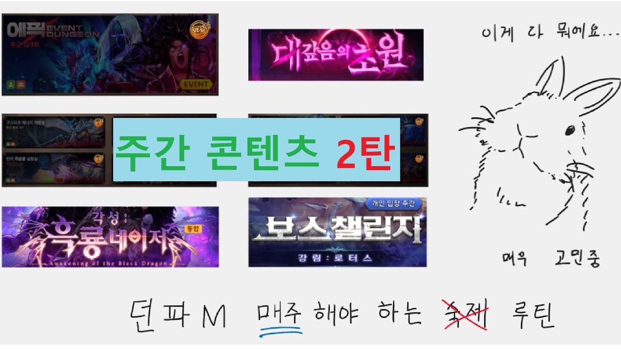 [던파모바일M] 시즌5 주간콘텐츠 레이드, 주간던전, 에픽던전, 재해던전, 보스던전 대체 뭘 해야 되고 안 해도 되나요 2탄