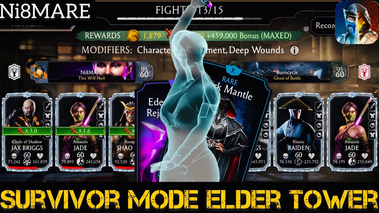 FW Survivor Mode elder Tower Battle | Assassin Jade With Dark Mentle Gameplay | MK Mobile