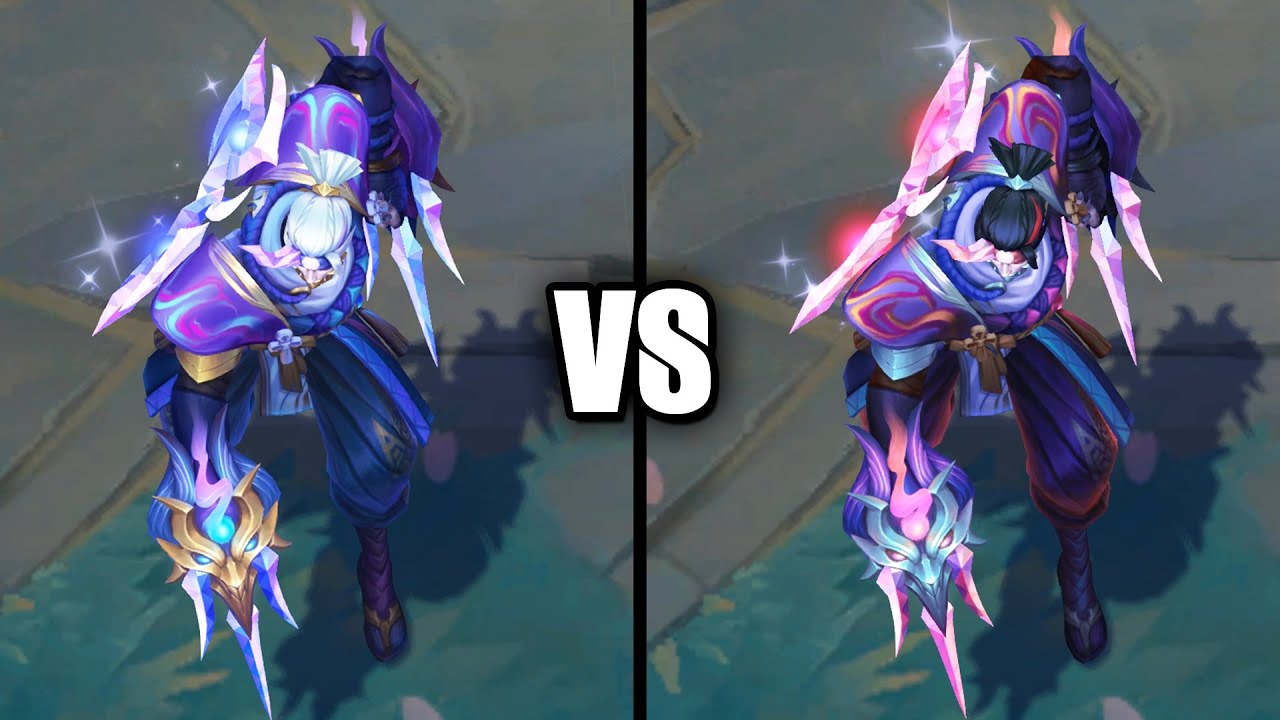 Prestige Spirit Blossom Zed vs Vivid Prestige Chroma Skins Comparison (League of Legends)