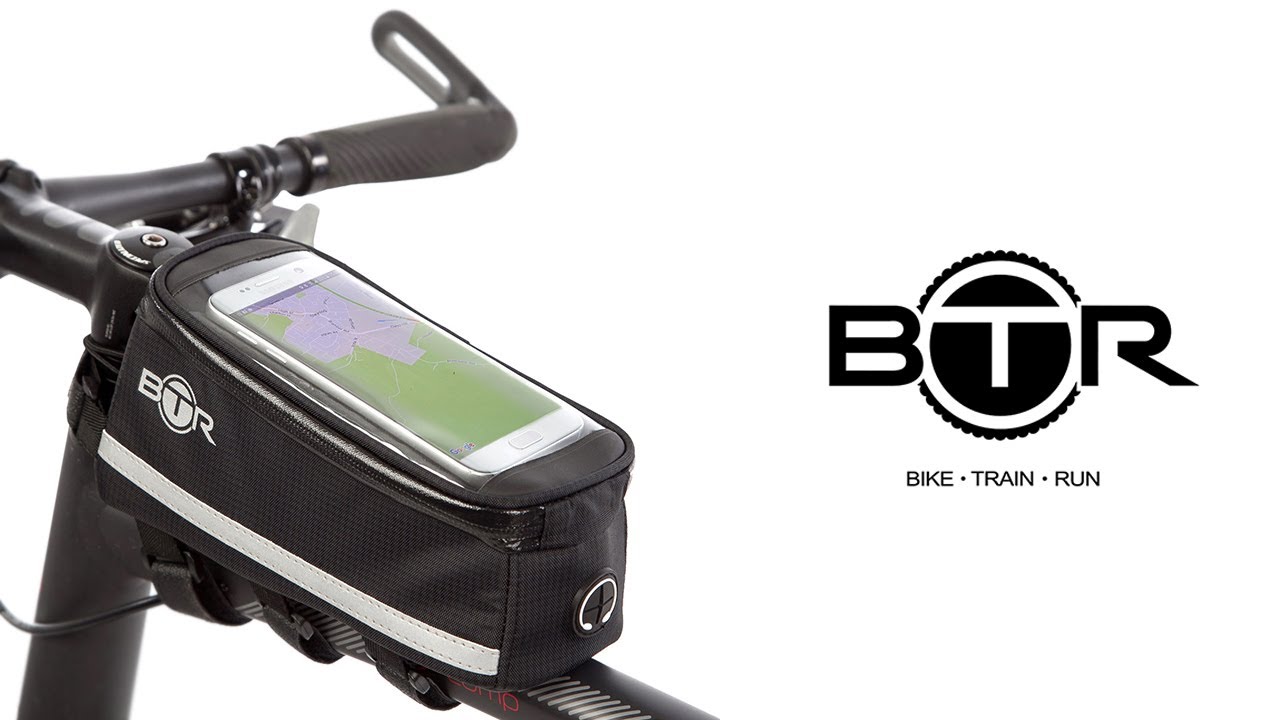 BTR Waterproof Bicycle Frame bag With Touch Screen Mobile Phone Pocket & High Visibility Stripe