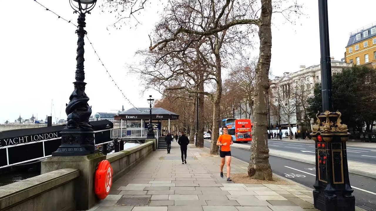 London Walking Tour 4K | Walking Victoria Embankment Road to Big Ben (City of Westminster)
