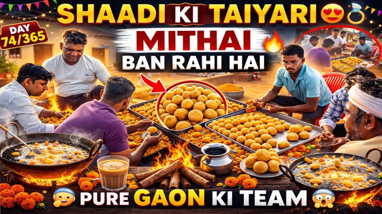 Gaon Me Shaadi Ki Taiyari 😍 | Sab Milkar Bana Rahe Laddu 🔥 | Village Wedding Vlog | Day 74/365