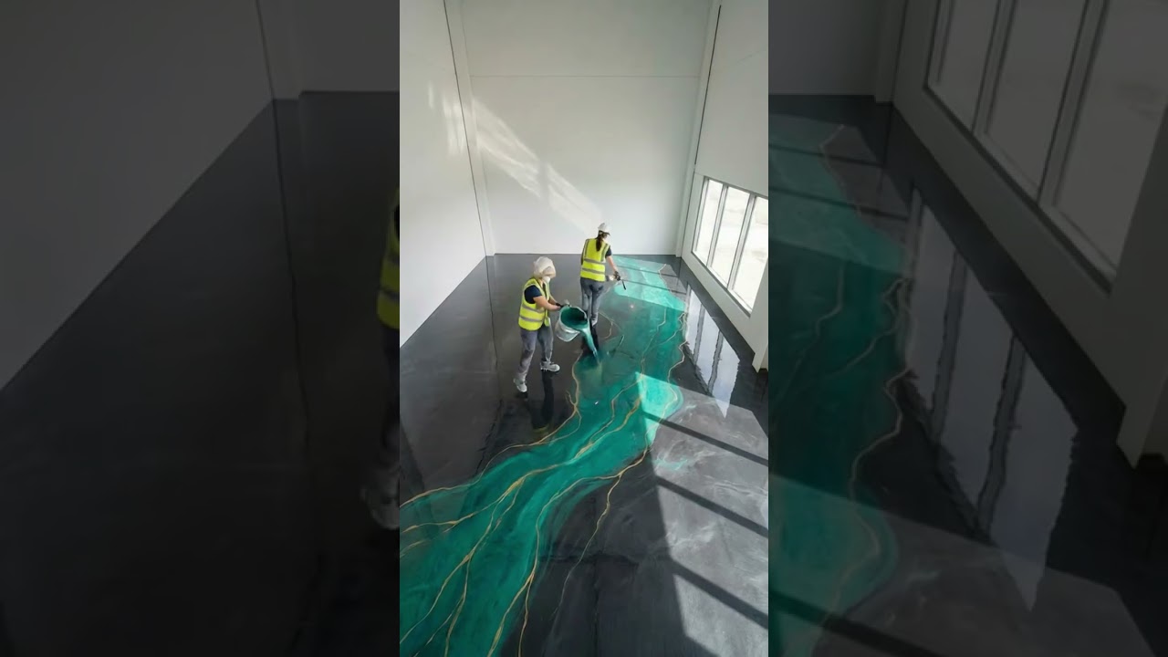Liquid Glass Epoxy Floor Transformation (Emerald River)