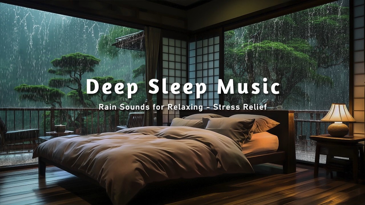 Cozy Bedroom Sleep Music – Falling Rain and Relaxing Piano for Racing Thoughts Before Sleep at Night
