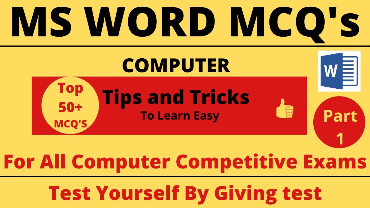 MS Word MCQ || Tricks & Detailed Explanation || Quiz Test ||