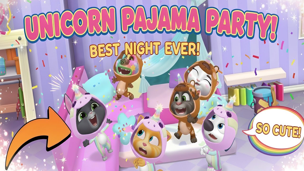 My Talking Tom Friends Pajama Party Lunar New Year 2026 - Unicorn and Dog pajama Unlocked Gameplay 