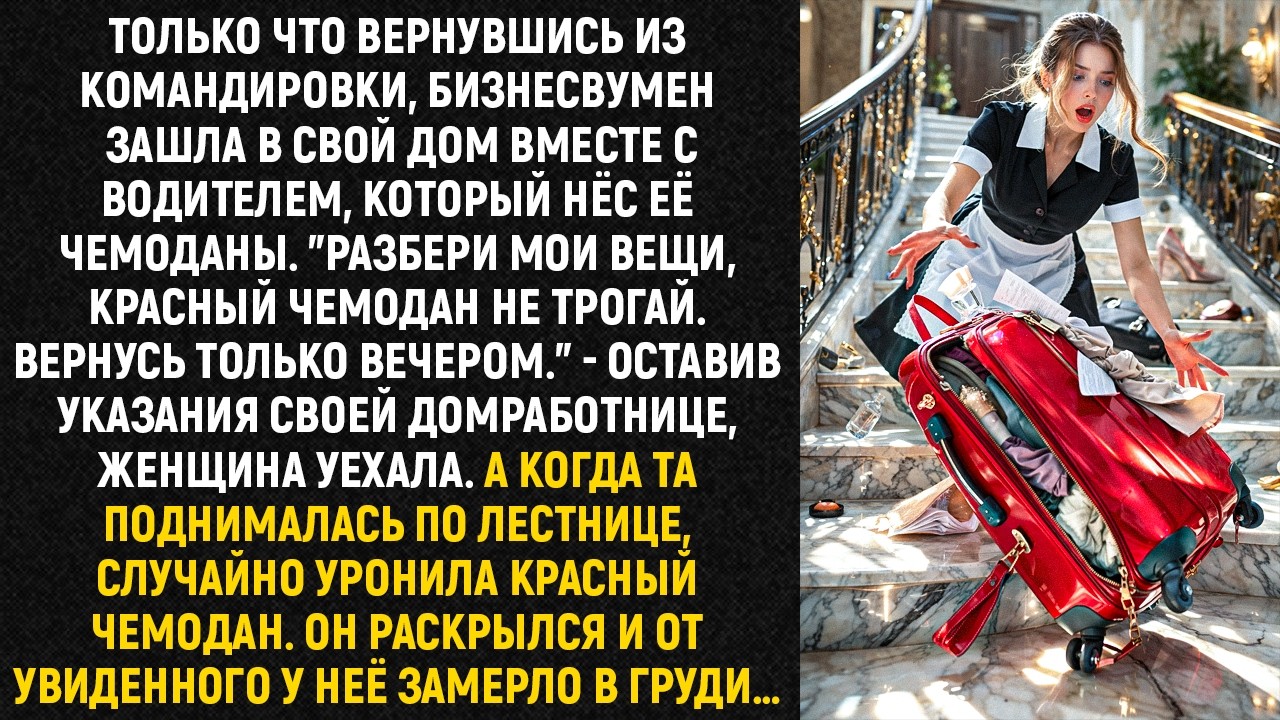 Только что вернувшись из  командировки, бизнесвумен зашла в свой дом вместе с водителем...