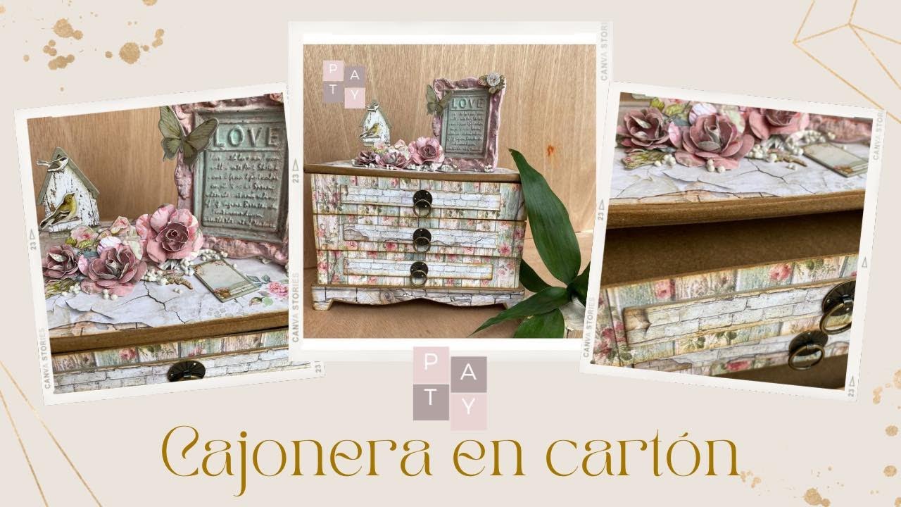 Cartonaje creativo Petit mueble con la colección House of roses de@Stamperiainternational