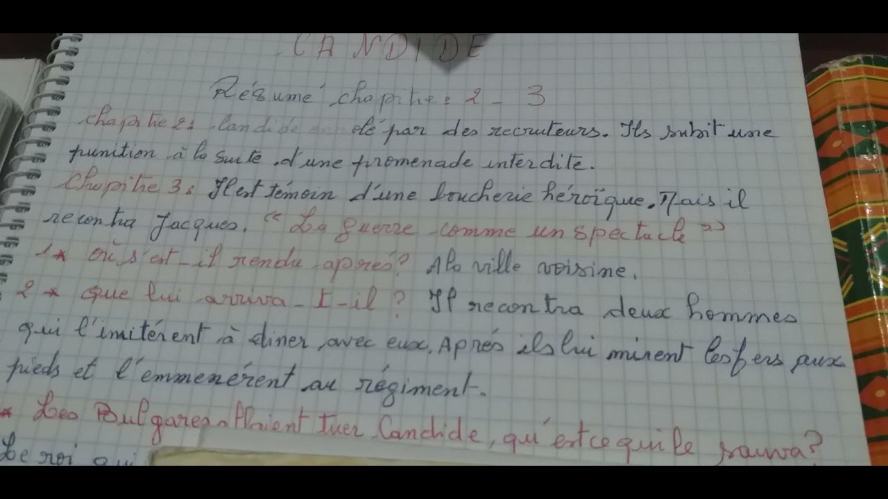 candide chapitre:2,3ملخص بالأسئلة  واجوبه