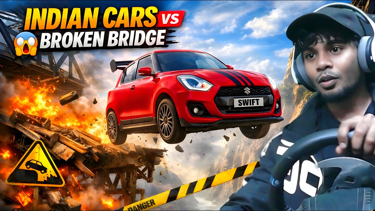INDIAN CARS vs SUPER CARS 😱 | Broken Bridge Challenge in BeamNG! (INSANE JUMPS)