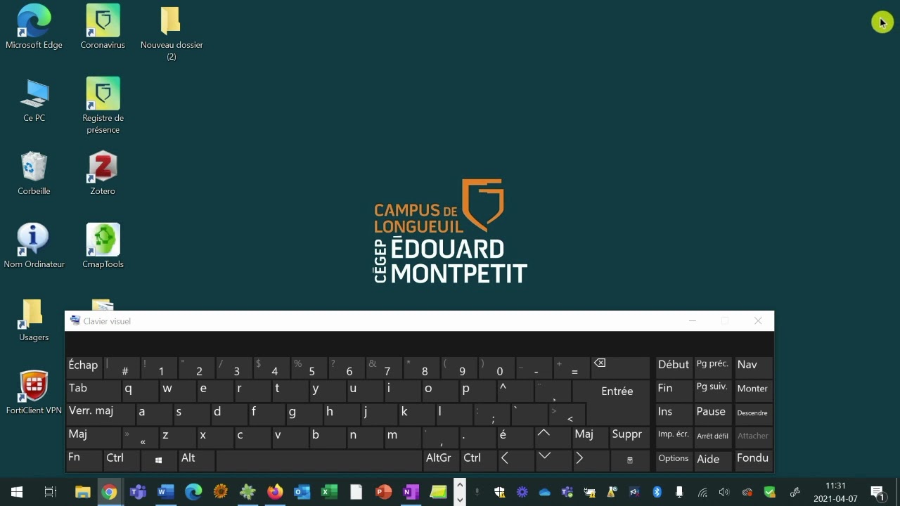 Activer le clavier visuel de Windows