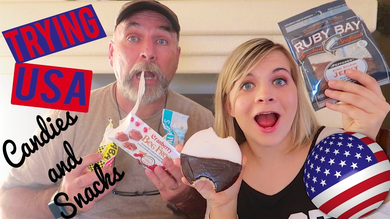 TRYING WEIRD USA SNACKS AND CANDIES! 🇺🇸 (W/ My Dad!) // SoCassie